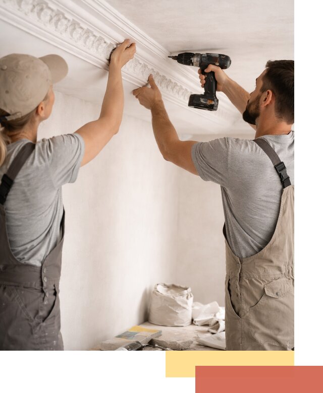 Профессиональный монтаж лепнины на потолок в юбилейном