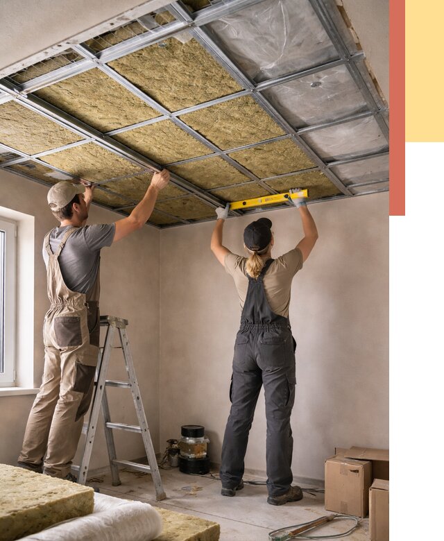 Шумоизоляция потолка в юбилейном от 1288 руб. под ключ — услуги ОТДЕЛОЧНИК-Юбл